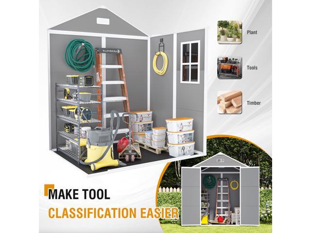 Campcraft 6*5ft resin storage shed, high quality pp material, strong structure, waterproof, rust and UV proof, large storage space, 12mm thick pp...