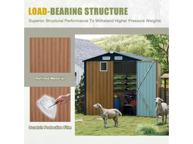 6x8FT Outdoor Steel Storage Shed, Lockable Doors, Compact Metal Tool Shed for Garden, Backyard, Patio, Utility, and Bike Storage,yellow