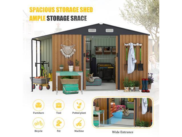 10x12 Ft Outdoor Storage Shed, Extra Large Metal Shed with Lockable Doors, Windows, Outside Steel Tiny House Ideal for Garden, Backyard, Patio...