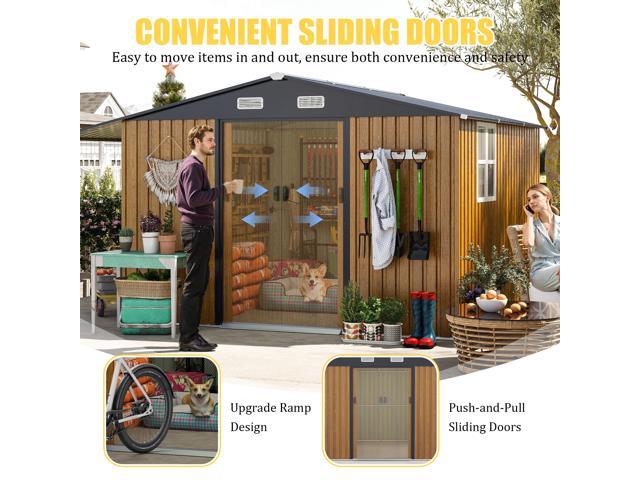 10x12 Ft Outdoor Storage Shed, Extra Large Metal Shed with Lockable Doors, Windows, Outside Steel Tiny House Ideal for Garden, Backyard, Patio...