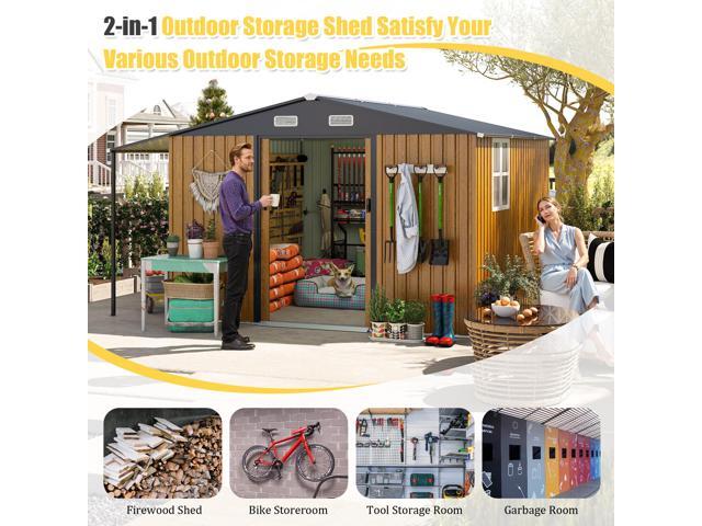 10x12 Ft Outdoor Storage Shed, Extra Large Metal Shed with Lockable Doors, Windows, Outside Steel Tiny House Ideal for Garden, Backyard, Patio...