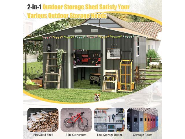 10x12 Ft Outdoor Storage Shed, Extra Large Metal Shed with Lockable Doors, Windows, Outside Steel Tiny House Ideal for Garden, Backyard, Patio...