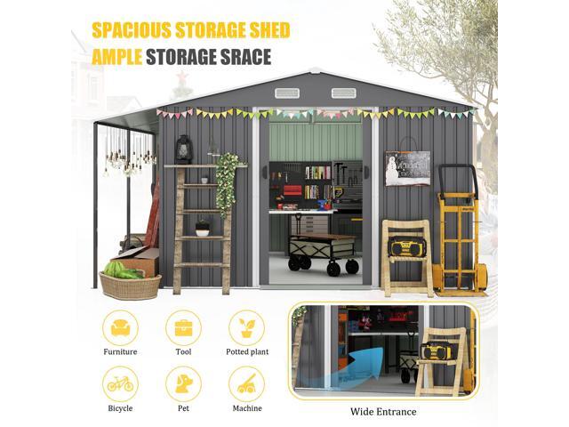 10x12 Ft Outdoor Storage Shed, Extra Large Metal Shed with Lockable Doors, Windows, Outside Steel Tiny House Ideal for Garden, Backyard, Patio...