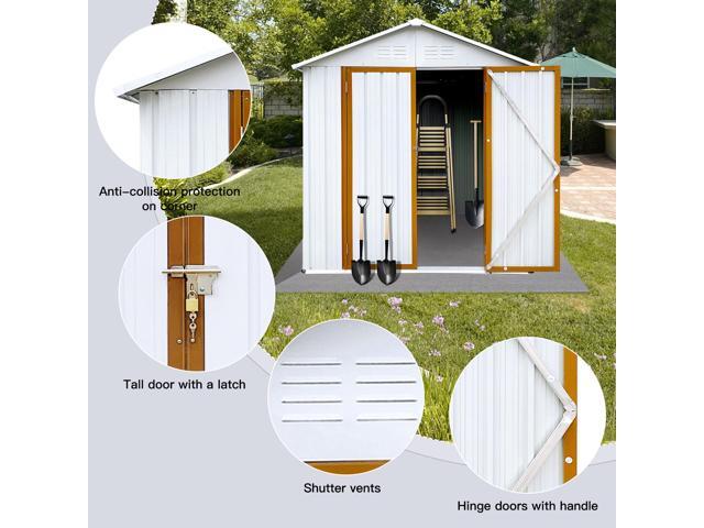 Outdoor storage sheds 6FTx4FT Apex roof White+Yellow