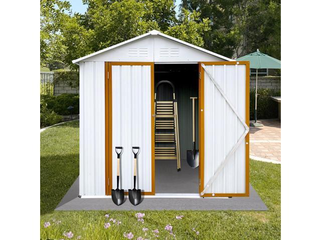 Outdoor storage sheds 6FTx4FT Apex roof White+Yellow