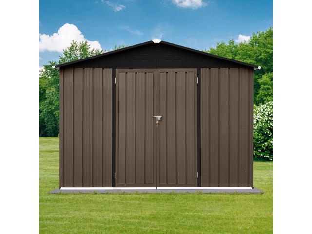 Metal garden sheds 8ft×6ft outdoor storage sheds Brown + Black