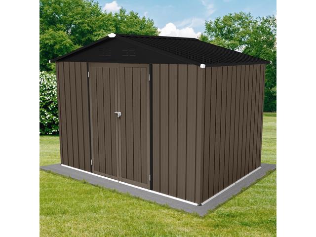 Metal garden sheds 8ft×6ft outdoor storage sheds Brown + Black