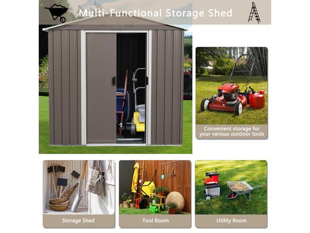 6ft x 5ft Outdoor Metal Storage Shed gray