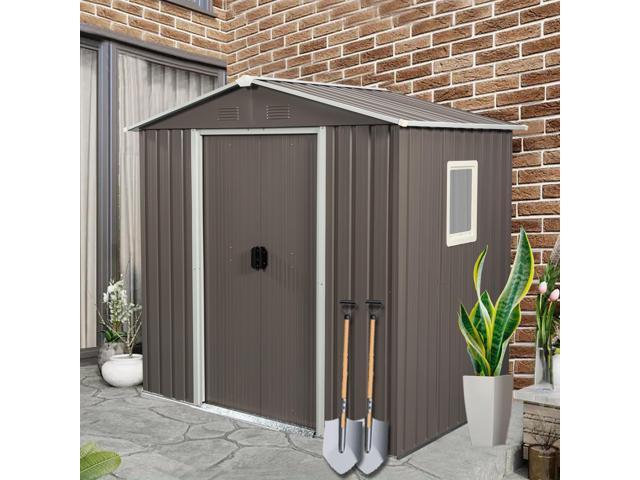 6ft x 5ft Outdoor Metal Storage Shed gray With window