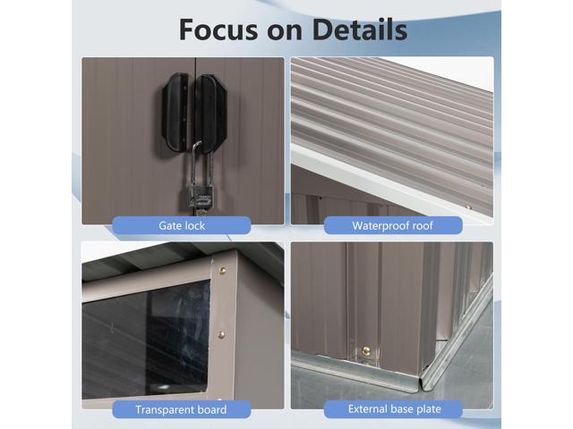 6ft x 5ft Outdoor Metal Storage Shed With window Transparent plate W540S00011