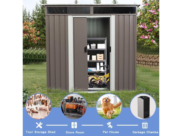 6ft x 5ft Outdoor Metal Storage Shed With window Transparent plate W540S00011