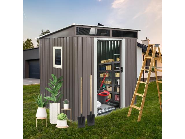 6ft x 5ft Outdoor Metal Storage Shed With window Transparent plate W540S00011