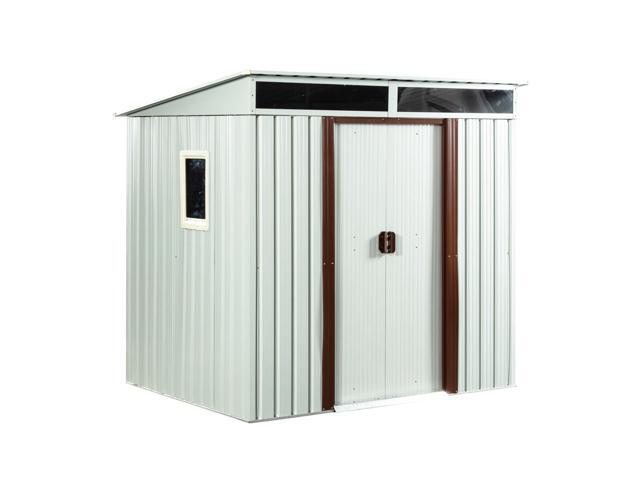 6ft x 5ft Outdoor Metal Storage Shed With window and Metal foundation White