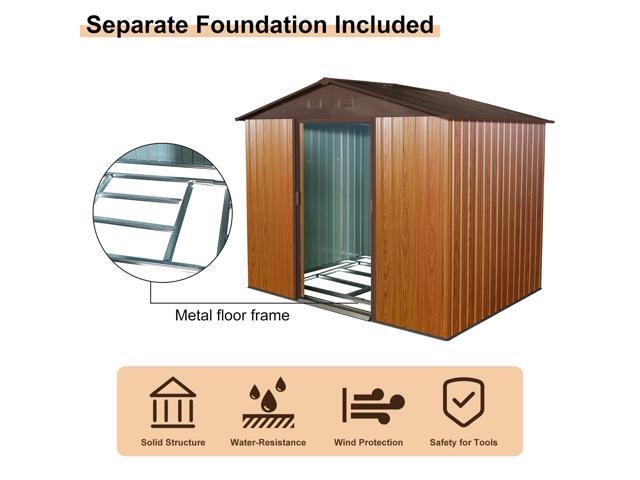 8ft x 6ft Outdoor Metal Storage Shed with Metal foundation,Coffee(W540S00014)