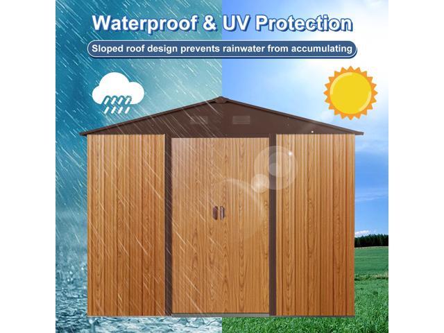 8ft x 6ft Outdoor Metal Storage Shed with Metal foundation,Coffee(W540S00014)