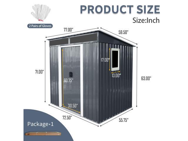 6ft x 5ft Outdoor Metal Storage Shed with Window and Transparent plate for Garden, Lawn (Black and White)