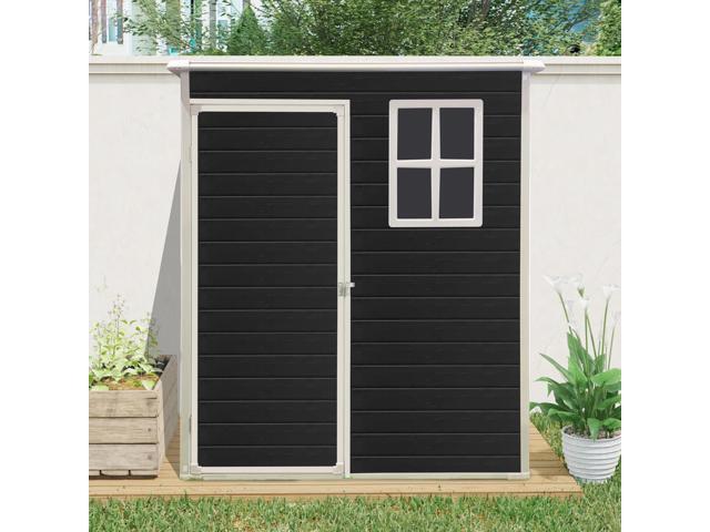 5 ft x 3 ft Outdoor Plastic Storage Shed with floor,Black (W540S00041)
