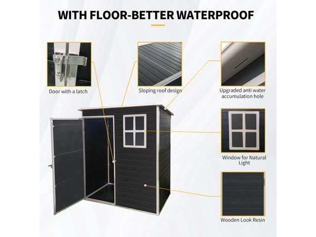 5 ft x 3 ft Outdoor Plastic Storage Shed with floor,Black (W540S00041)