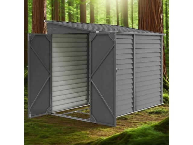 Dark Gray Outdoor Storage Shed with Foundation Kit, Lockable Doors and Gloves for Patio, Lawn