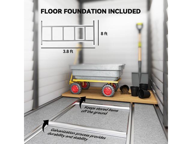 Dark Gray Outdoor Storage Shed with Foundation Kit, Lockable Doors and Gloves for Patio, Lawn