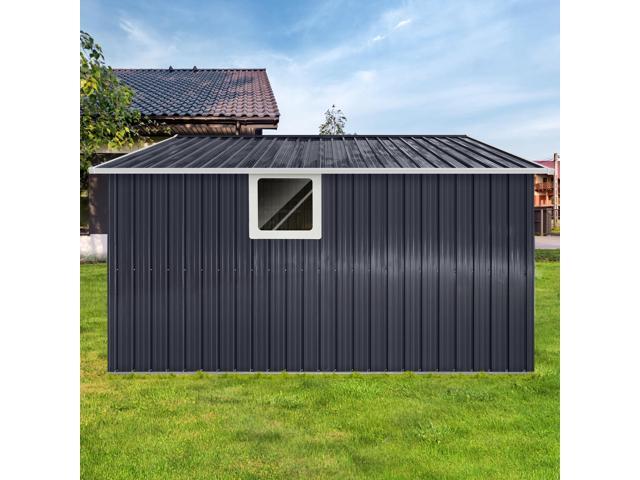 Metal garden sheds 11.2ftx10.6ft outdoor storage sheds Grey with window