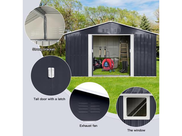 Metal garden sheds 11.2ftx10.6ft outdoor storage sheds Grey with window