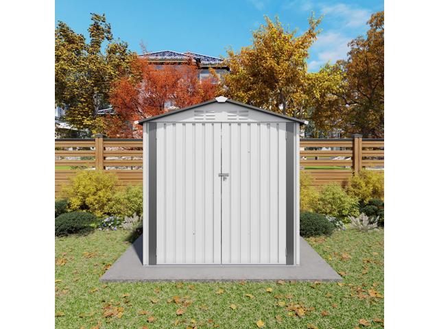 6X3.6FT Metal Storage Shed,Tool Shed with Peaked Roof Waterproof with Clear Window and Lockable Door Compact Tool Shed for Garden,...