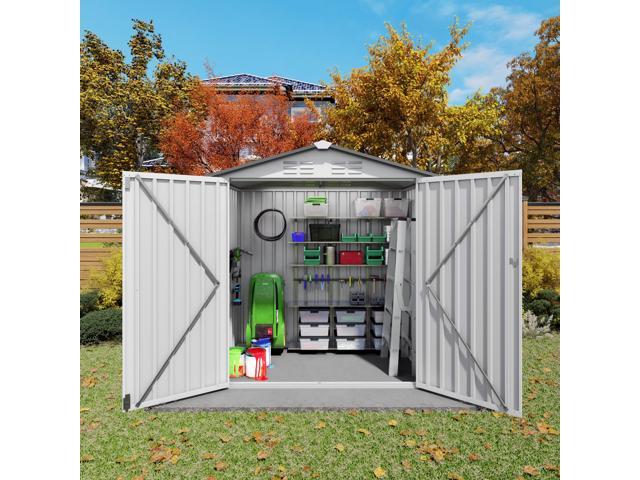 6X3.6FT Metal Storage Shed,Tool Shed with Peaked Roof Waterproof with Clear Window and Lockable Door Compact Tool Shed for Garden,...