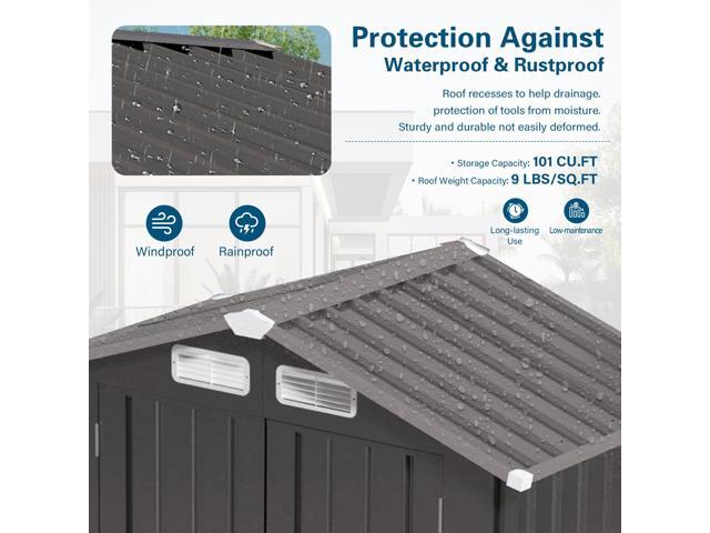 6X 3.6FT Metal Outdoor Storage Shed, Tool Shed with Peaked Roof Watertight with Clear Window and Lockable Door Compact Metal Tool Room for Garden,...