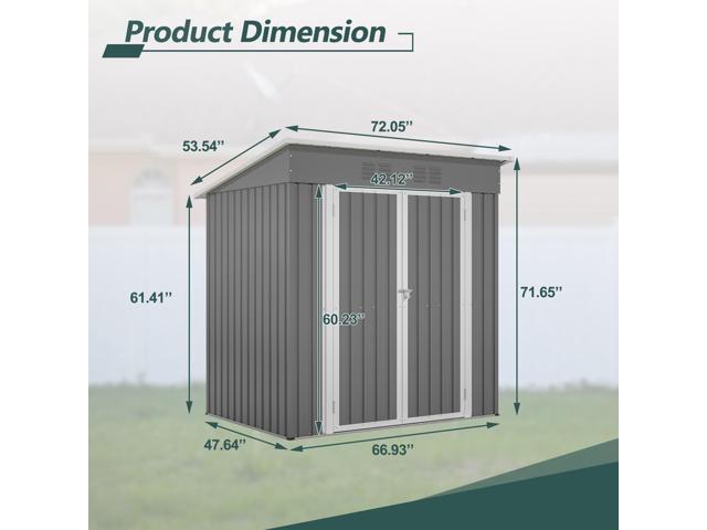 6'x4' Outdoor Metal Storage Shed for Garden Tools Lockable Door With Floor Frame