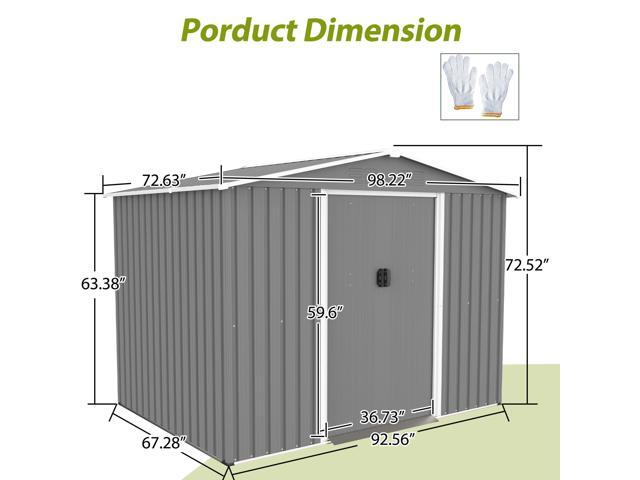8x6 FT Outdoor Tool Storage Shed with Metal Foundation & Lockable Doors, All Weather Metal Sheds for Garden, Patio, Backyard, Lawn, Gray