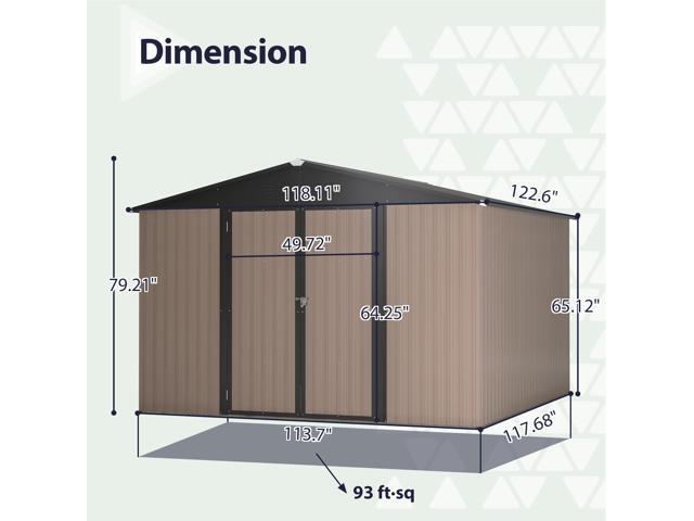 10' x 10' Metal Storage Shed for Ourdoor, Steel Yard Shed with Design of Lockable Doors, Utility and Tool Storage for Garden, Backyard, Patio,...