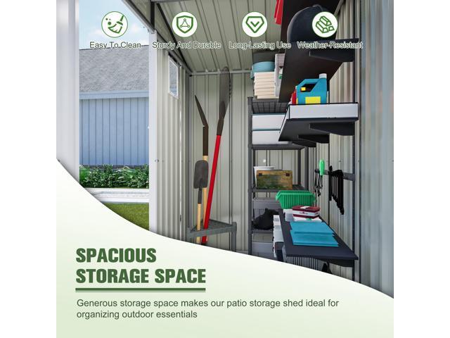 Metal Outdoor Storage Shed 6FT x 4FT, Steel Utility Tool Shed Storage House, Metal Sheds Outdoor Storage for Backyard Garden Patio Lawn (6' x...