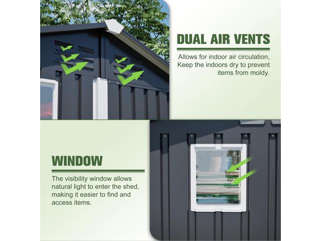 Metal Outdoor Storage Shed 6FT x 4FT, Steel Utility Tool Shed Storage House, Metal Sheds Outdoor Storage for Backyard Garden Patio Lawn (6' x...