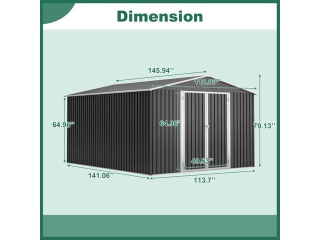 Outdoor Storage Shed 10x12 FT, Utility Metal Tool Storage with Lockable Doors and Updated Frame Structure, Large Metal Garden Shed for Backyard,...