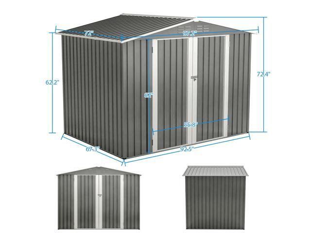 8 x 6 FT Outdoor Waterproof Garden Tool Storage Sheds with Metal Foundation with Floor Frame, Tool Shed with Lockable Hinged Doors & Air Vents,...
