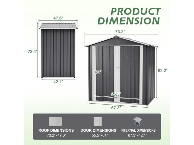 Metal Outdoor Storage Shed 6 x 4 FT Metal Shed with Lockable Door,Waterproof Garden Tool Shed Storage House for Backyard Patio Lawn,Gray