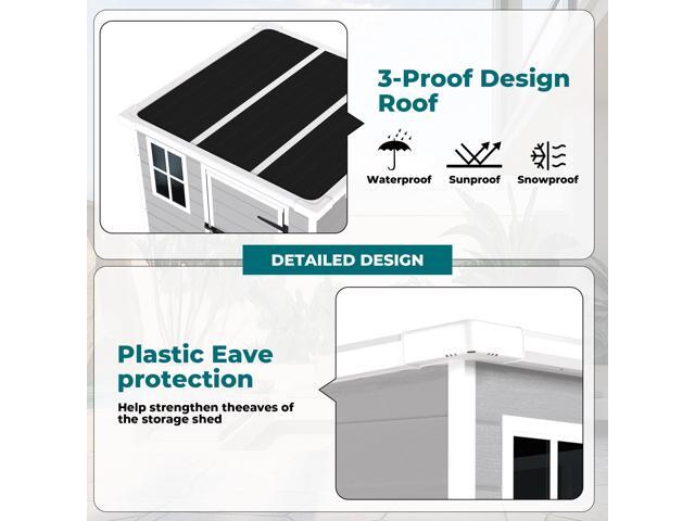 6x6 FT Storage Shed, Waterproof Resin Outdoor Storage Shed with Floor & Window & Lockable Doors and Vents, Tool Shed for Bike, Garden,...