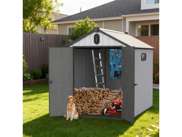 XWT012-1 6*8ft resin plastic storage shed for backyard garden big spire Tool storage