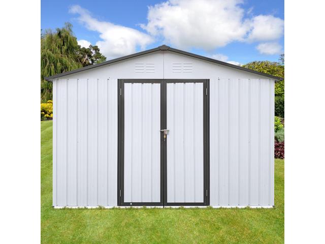 Metal garden sheds 12ftx10ft outdoor storage sheds white+Grey