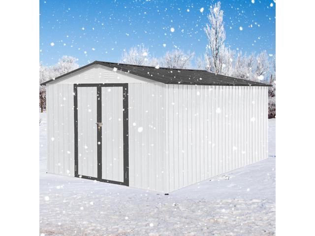Metal garden sheds 12ftx10ft outdoor storage sheds white+Grey