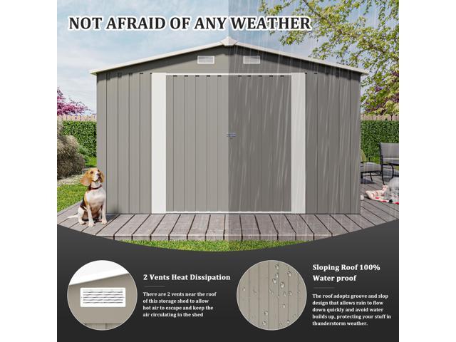 Campcraft Outdoor Storage Shed 10×14 FT with 3 Lockable Doors,Utility Tool Shed Metal Storage Garden Sheds Frame and 4 Vents,for...