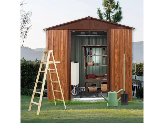 6ft x 6ft Outdoor Metal Storage Shed with Metal Foundation,With window
