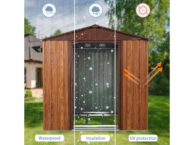 6ft x 6ft Outdoor Metal Storage Shed with Metal Foundation,With window