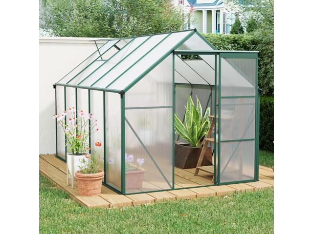 6X10FT Polycarbonate Greenhouse Raised Base and Anchor Aluminum Heavy Duty Walk-in Greenhouses for Outdoor Backyard in All Season