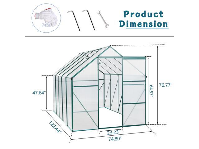 6X10FT Polycarbonate Greenhouse Raised Base and Anchor Aluminum Heavy Duty Walk-in Greenhouses for Outdoor Backyard in All Season
