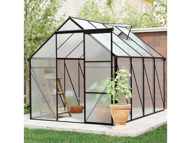 6x8 FT Polycarbonate Greenhouse Raised Base and Anchor Aluminum Heavy Duty Walk-in Greenhouses for Outdoor Backyard in All Season