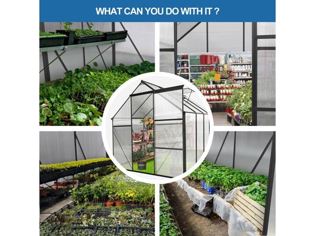 6x8 FT Polycarbonate Greenhouse Raised Base and Anchor Aluminum Heavy Duty Walk-in Greenhouses for Outdoor Backyard in All Season