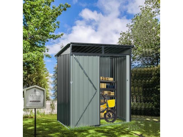 5ft x 3ft Outdoor Metal Storage Shed Transparent plate Gray