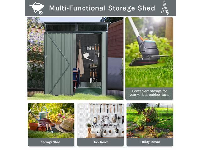 5ft x 3ft Outdoor Metal Storage Shed Transparent plate Gray